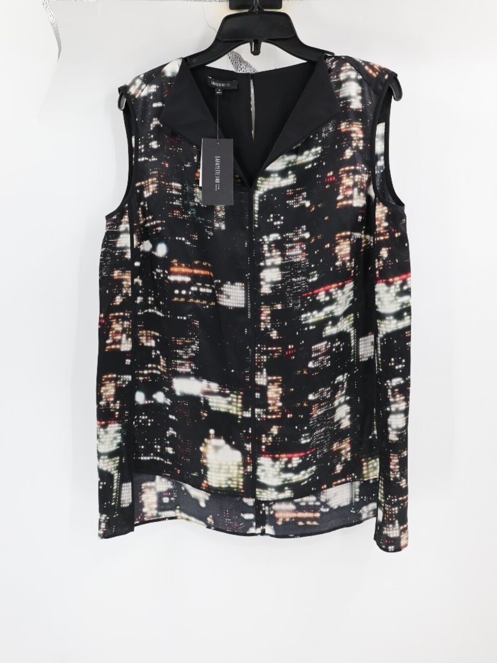 NWT Lafayette 148 New York Top Women Small Silk Sleeveless City Lights Elegant